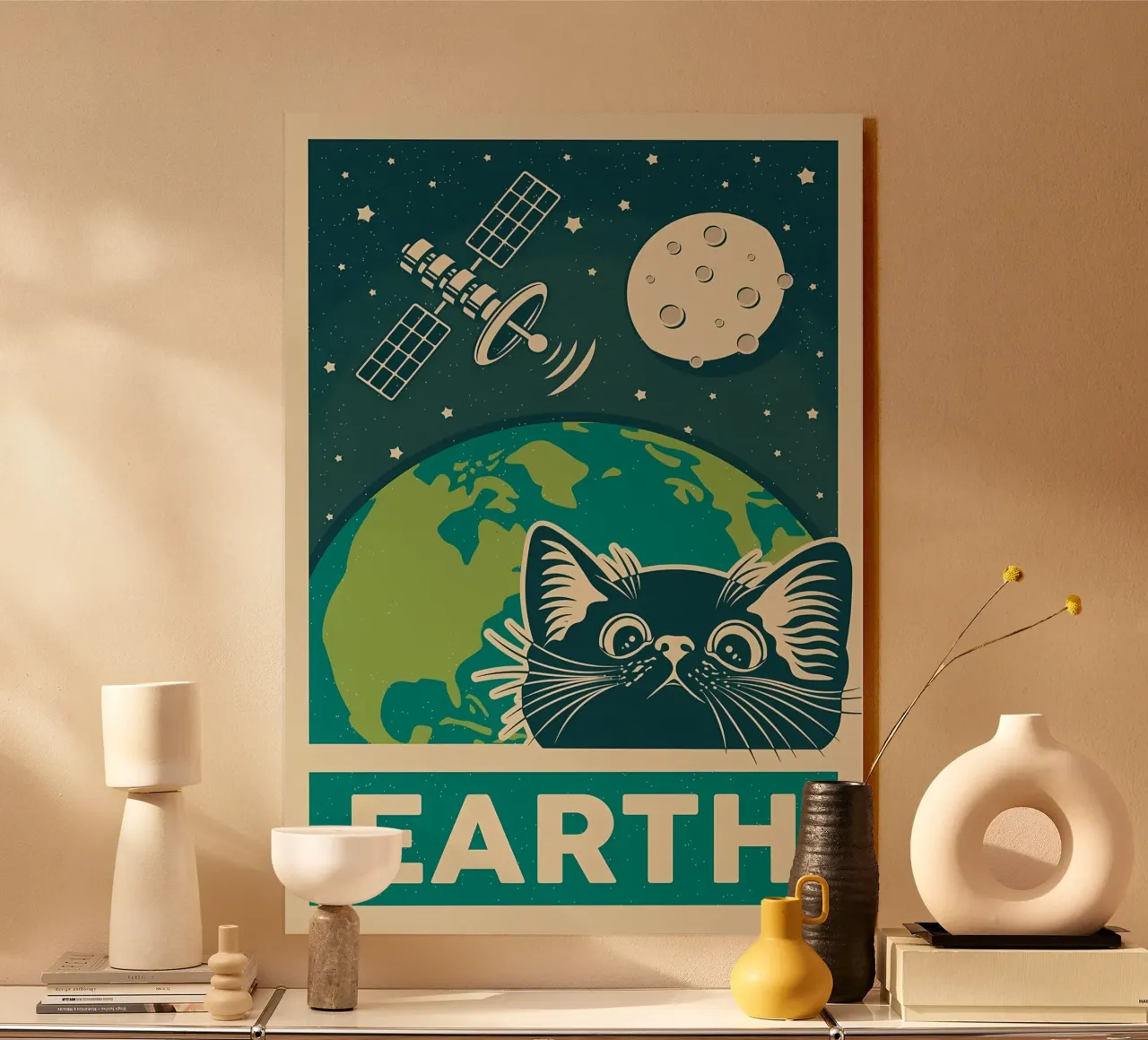 Gatto e terra retrò plexiglass da Monique A Hooper