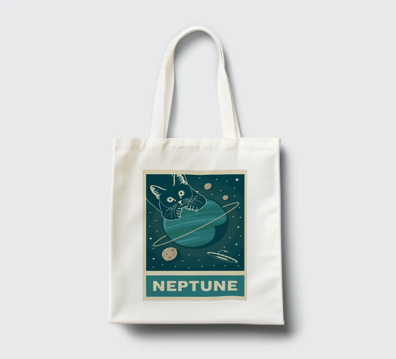 Gatto retrò e Nettuno borsa in juta da Monique A Hooper