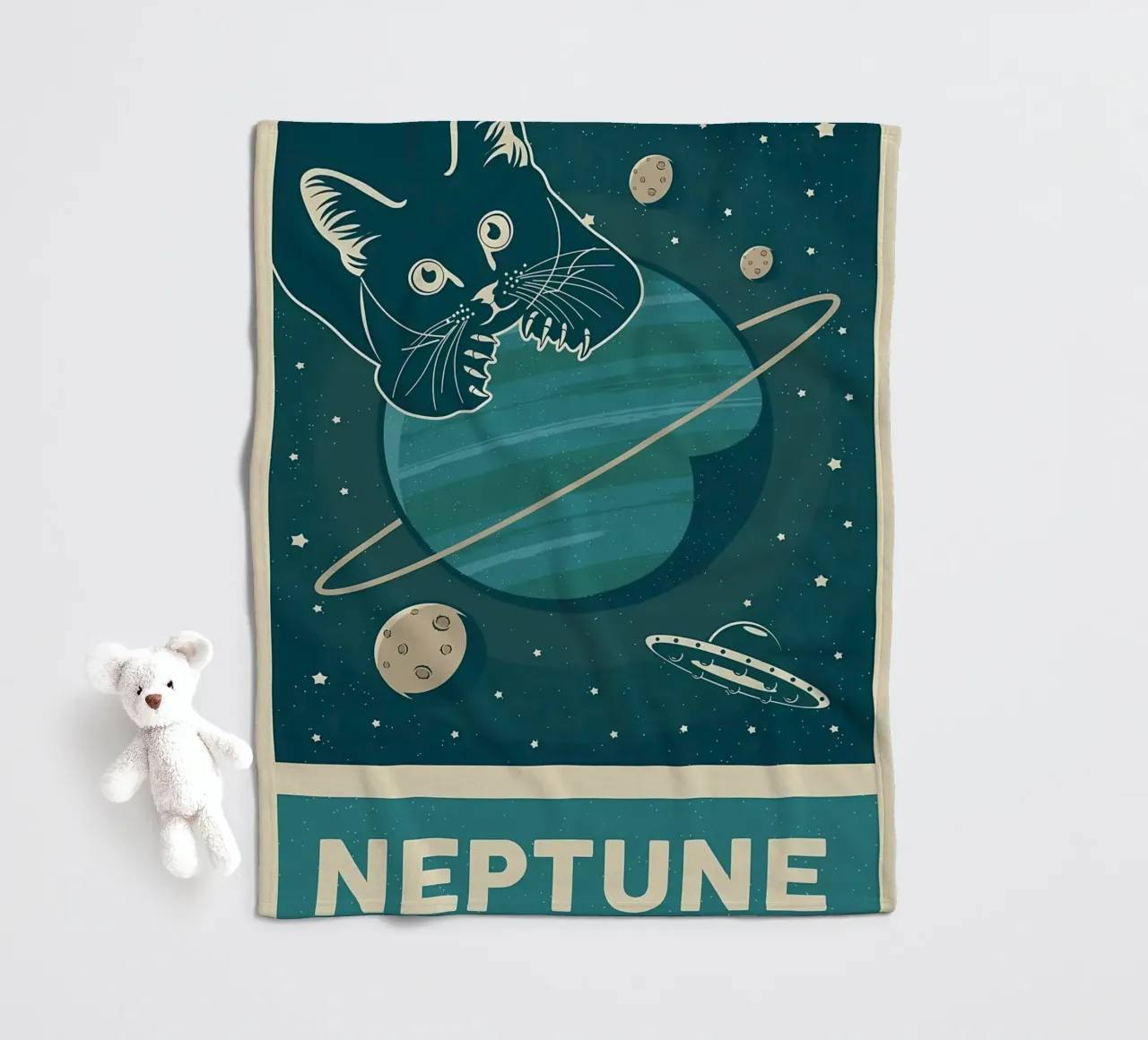 Gatto retrò e Nettuno coperta in pile da Monique A Hooper