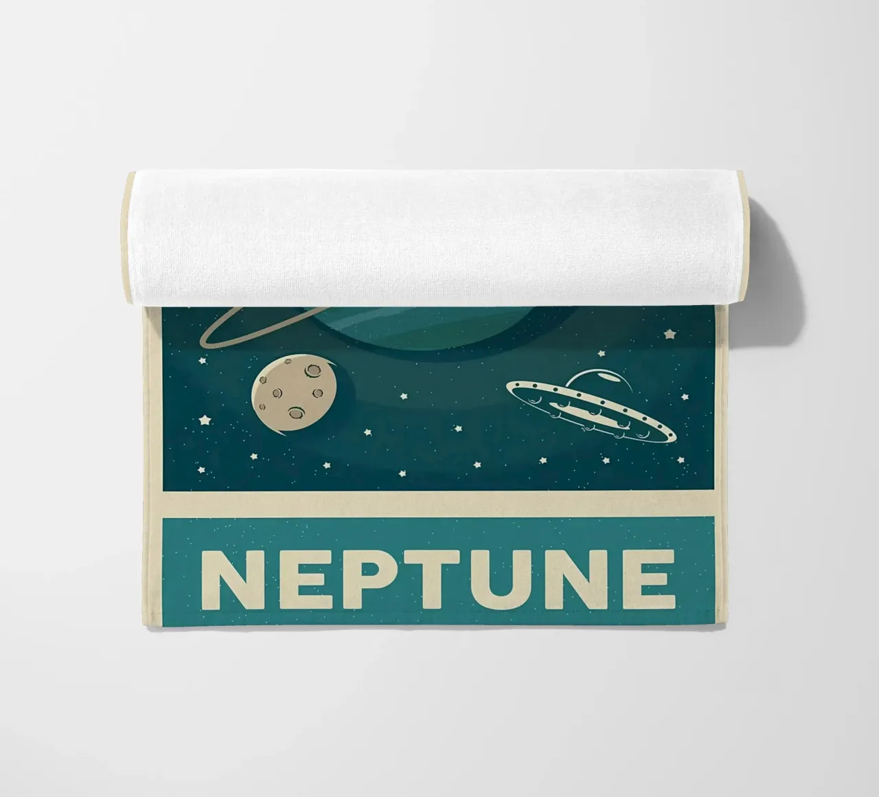 Gatto retrò e Nettuno telo mare da Monique A Hooper