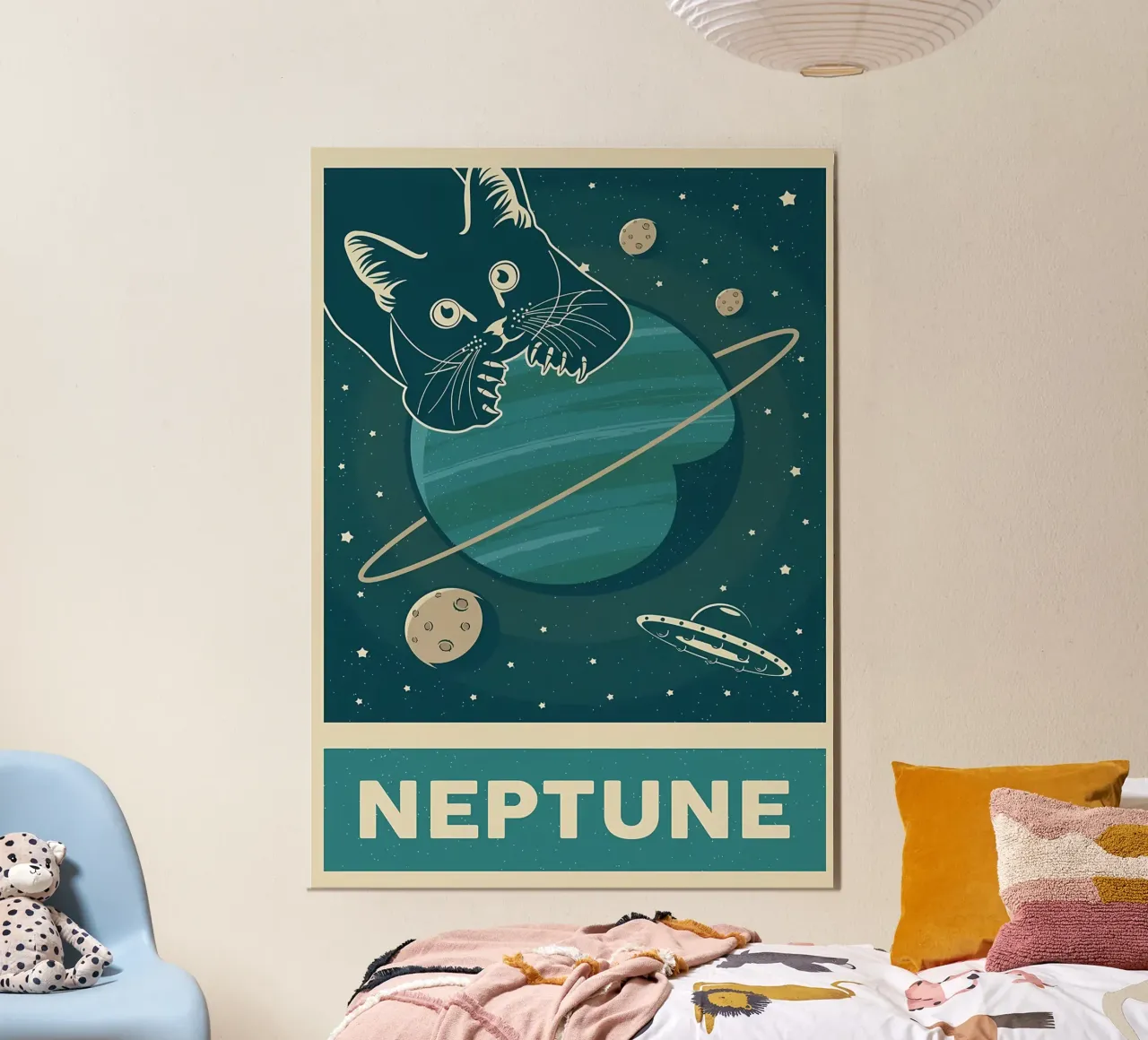 Gatto retrò e Nettuno alluminio dibond da Monique A Hooper