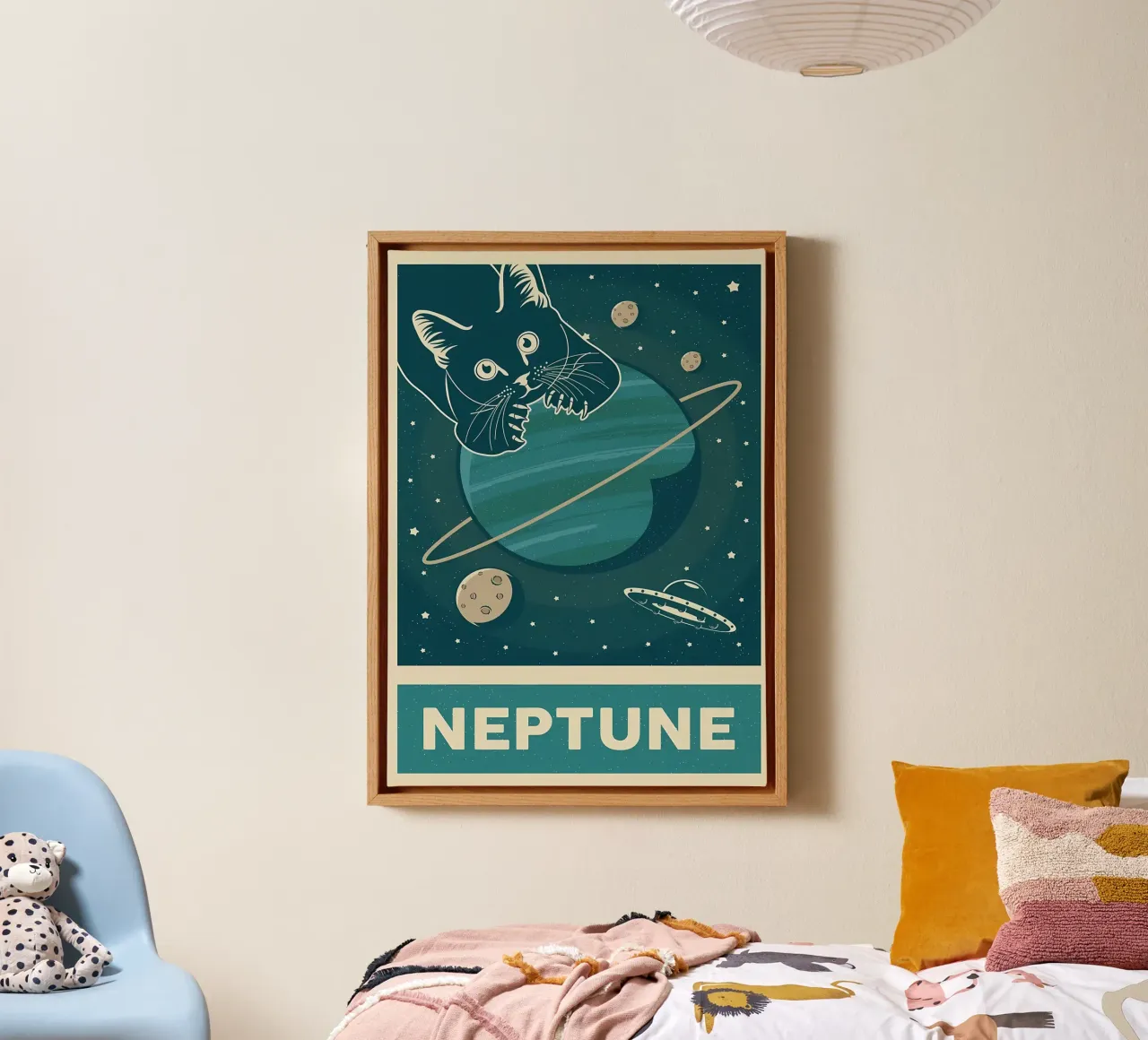 Gatto retrò e Nettuno tela da Monique A Hooper