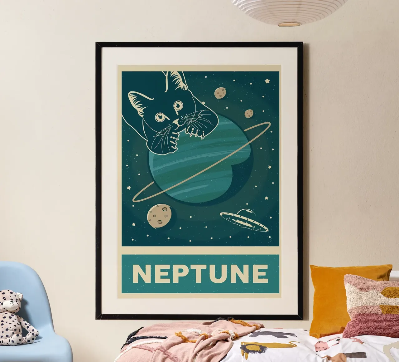 Gatto retrò e Nettuno carta hahnemühle da Monique A Hooper