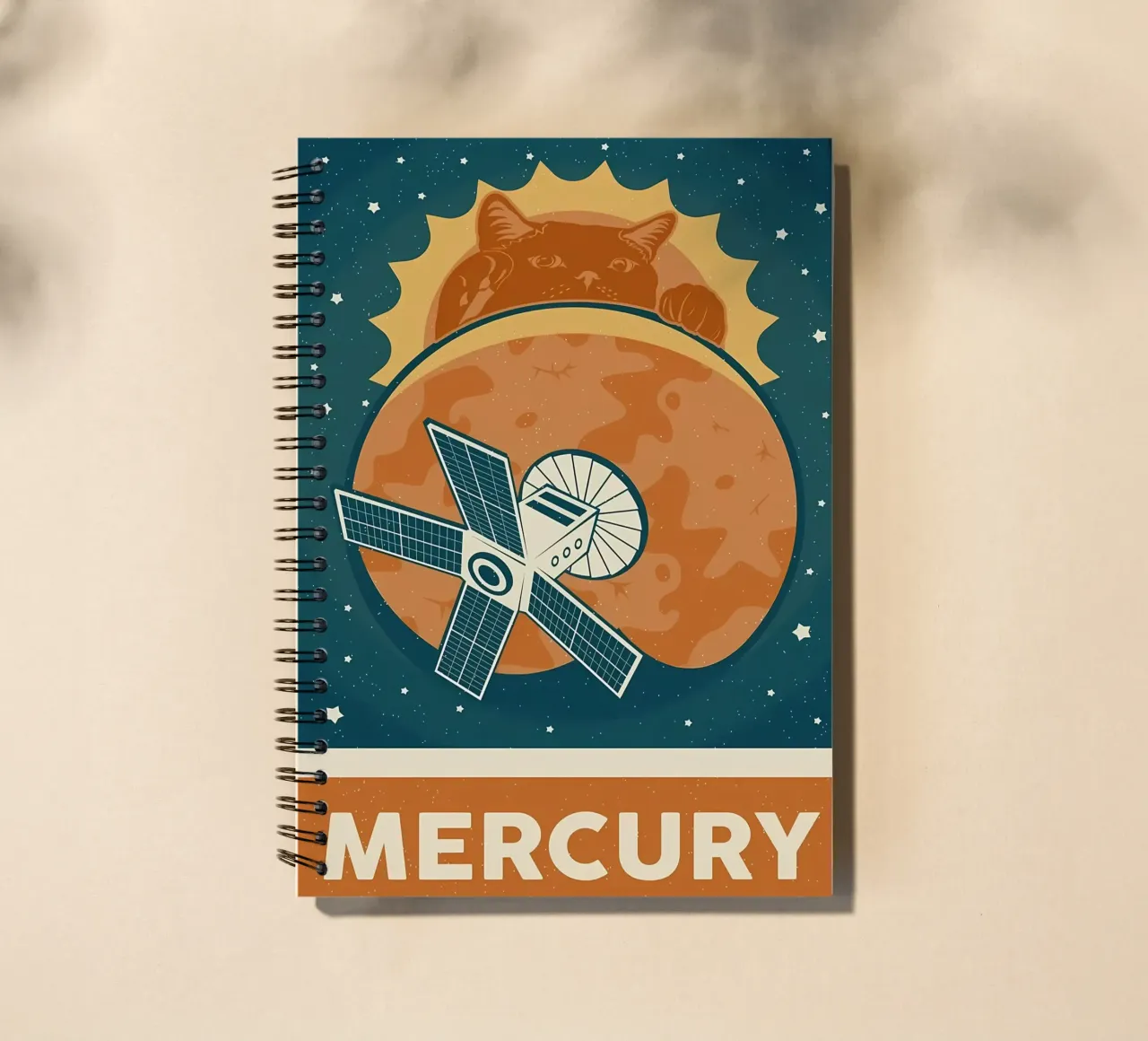 Retro Cat and Mercury spiral notebook by Monique A Hooper