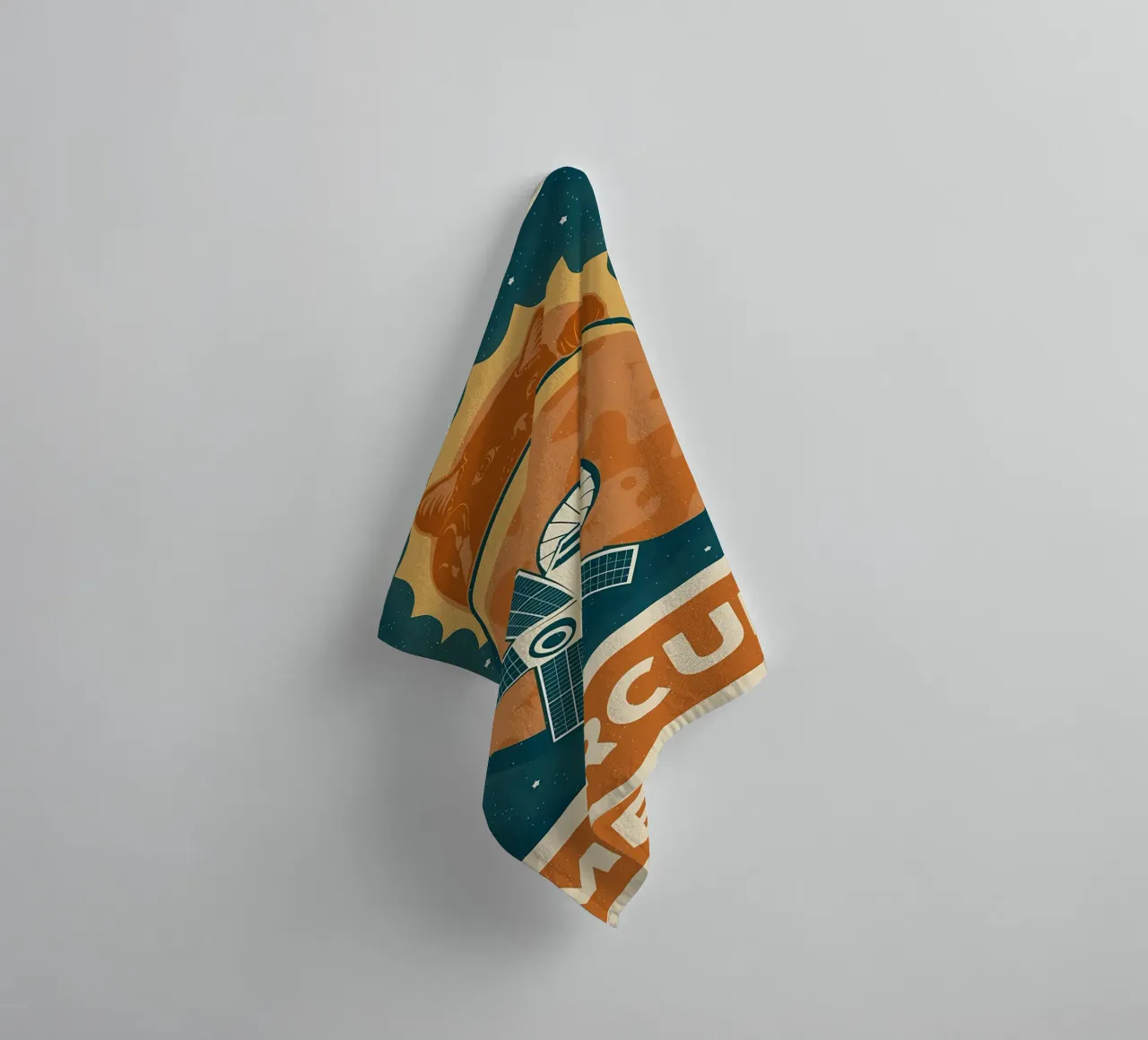 Retro Cat and Mercury towel by Monique A Hooper