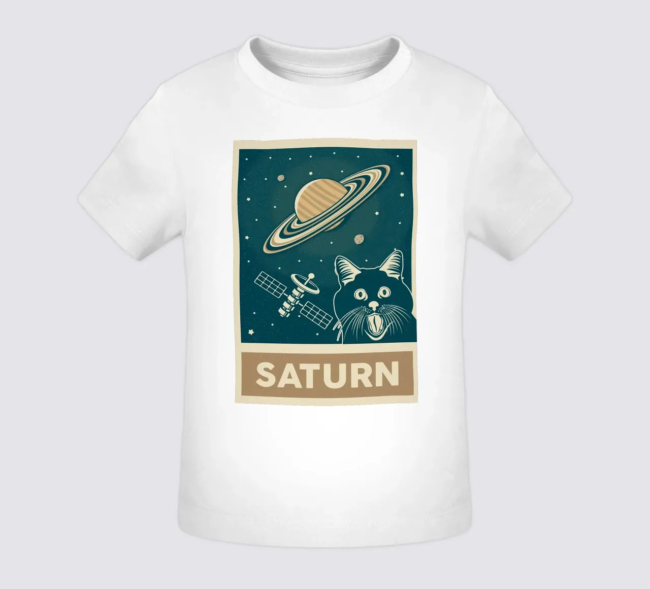 Chat rétro et Saturne t-shirt pour bébé de Monique A Hooper