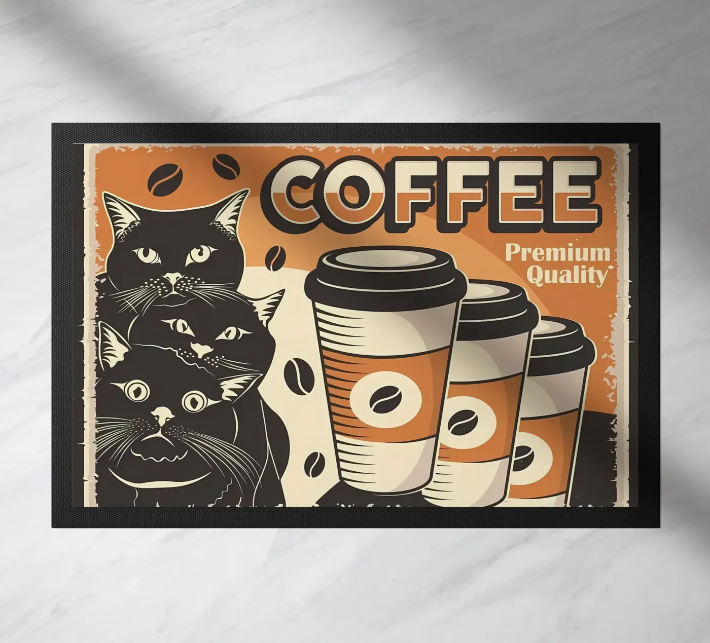 Koffie en katten deurmat van Monique A Hooper