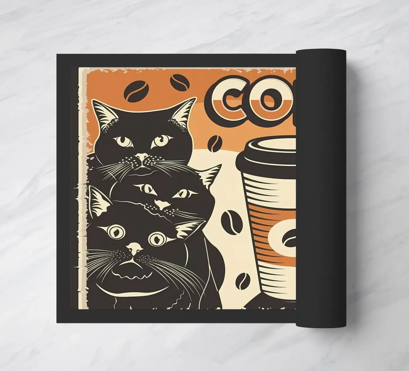 Koffie en katten deurmat van Monique A Hooper