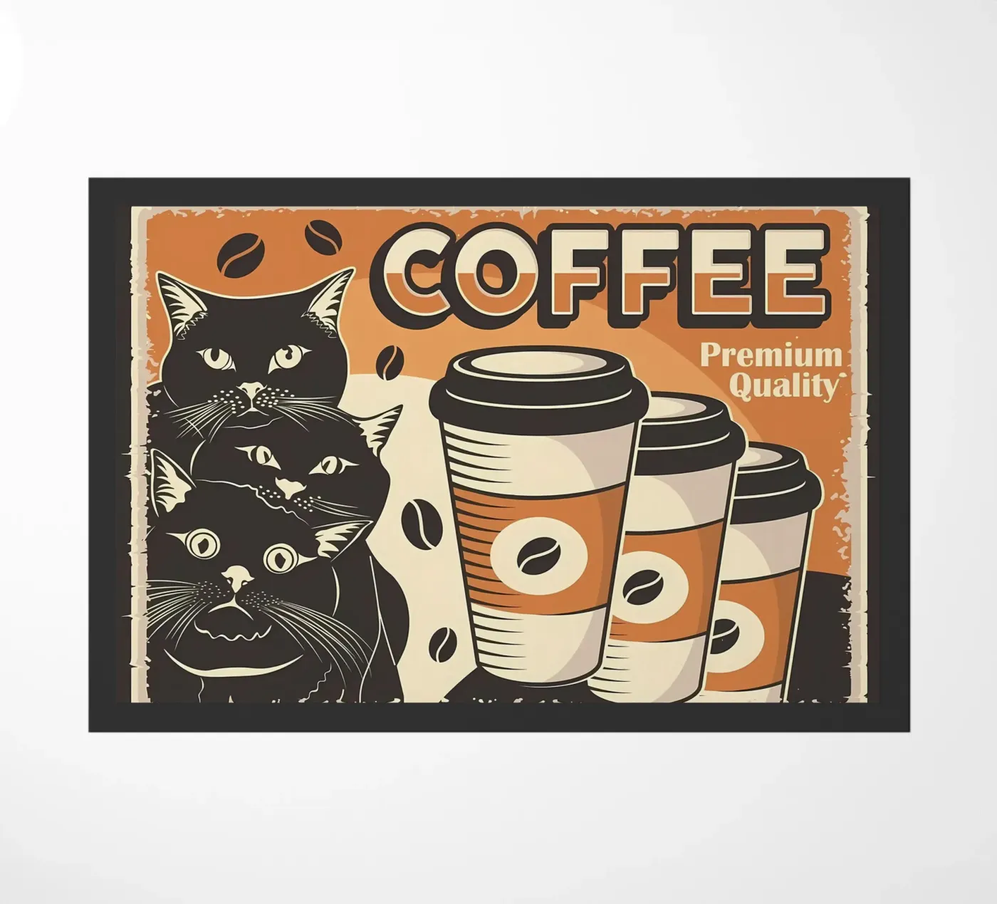 Koffie en katten deurmat van Monique A Hooper