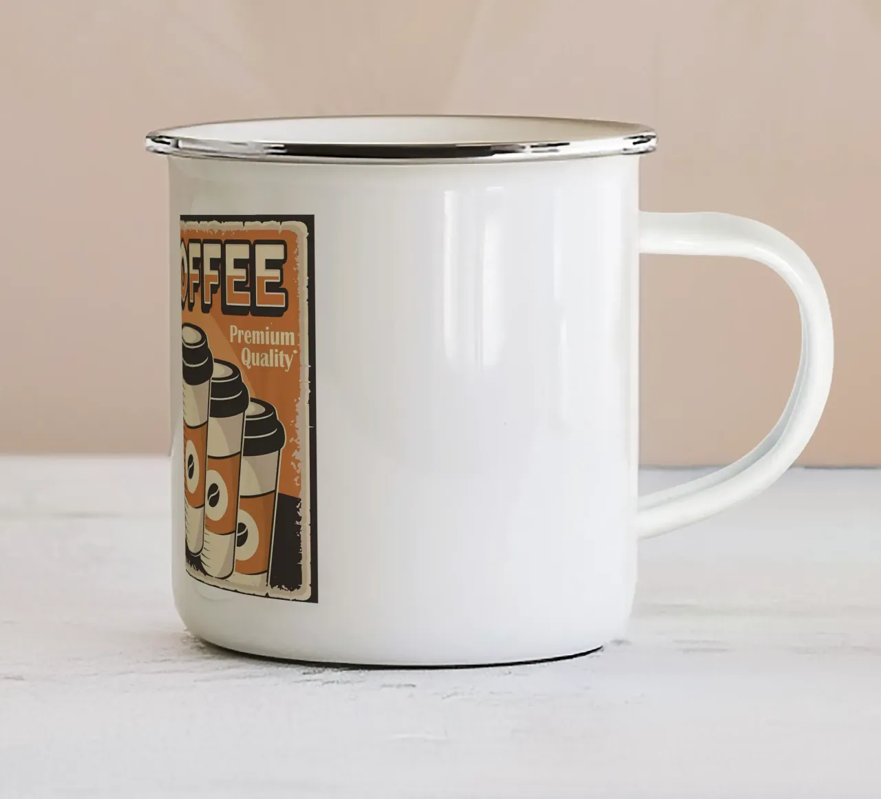 Café y gatos taza de esmalte de Monique A Hooper