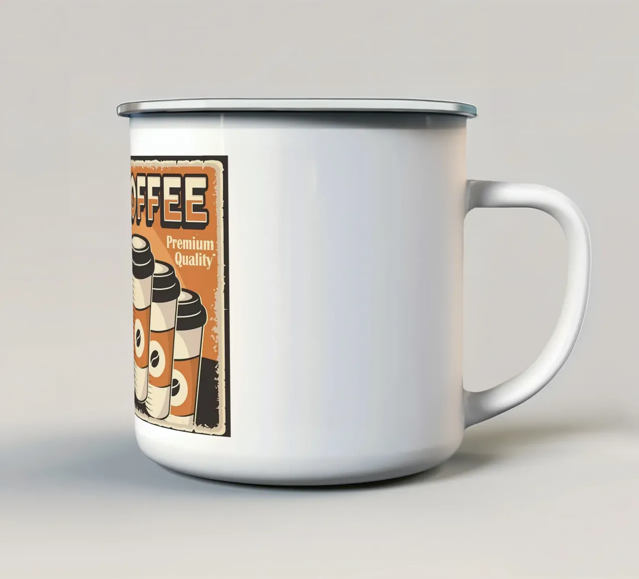 Café y gatos taza de esmalte de Monique A Hooper