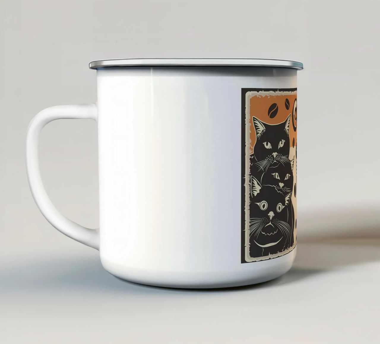 Caffè e gatti tazza in smalto da Monique A Hooper