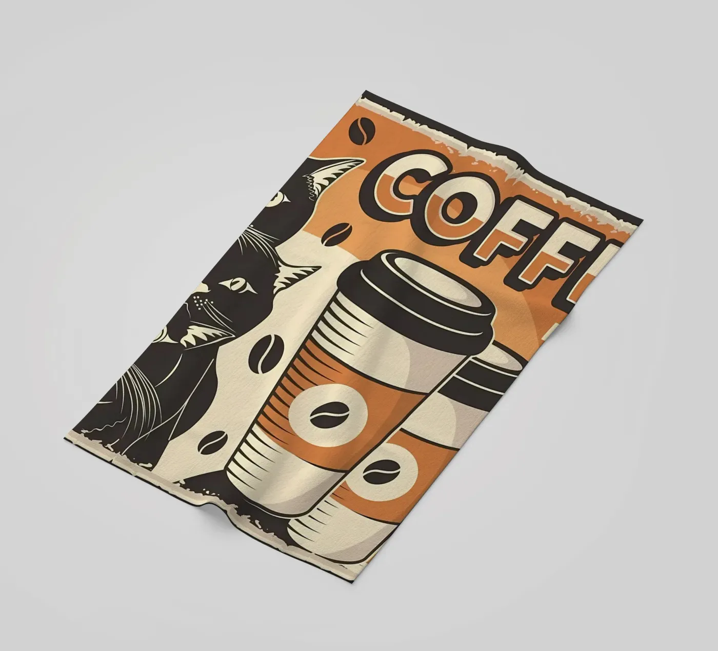 Koffie en katten strandhanddoek van Monique A Hooper