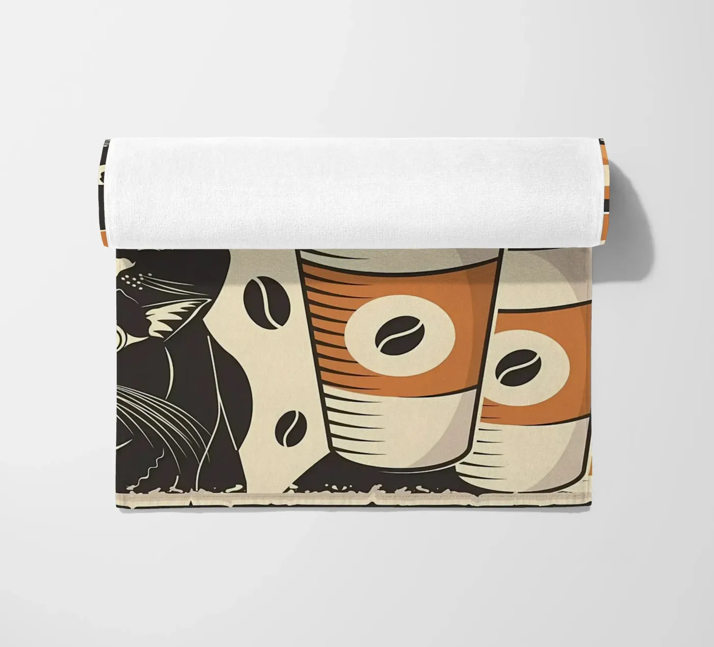 Koffie en katten strandhanddoek van Monique A Hooper