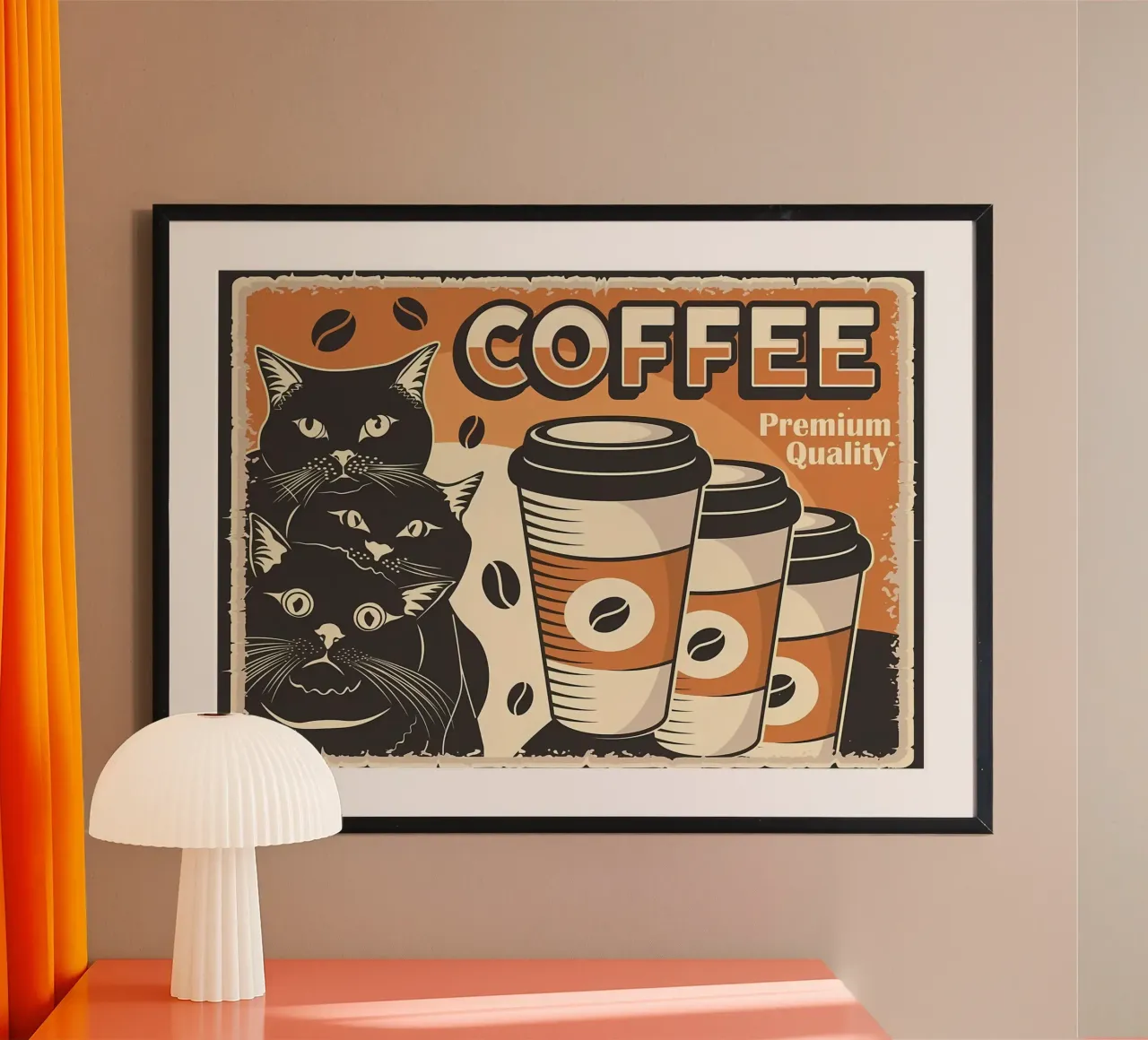 Caffè e gatti poster da Monique A Hooper