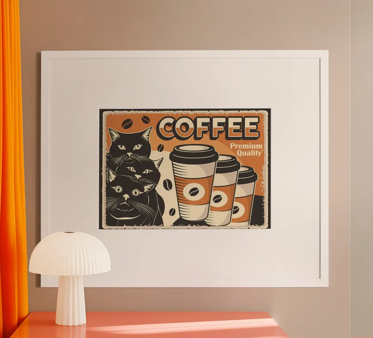 Caffè e gatti poster da Monique A Hooper