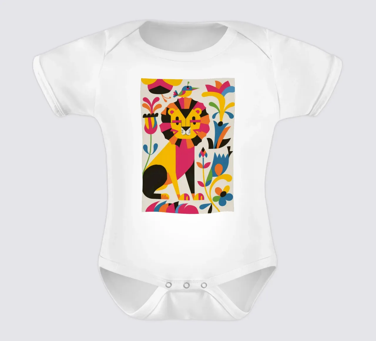 Katze und Blumen Kurzarm Babybody von Seren Liodra