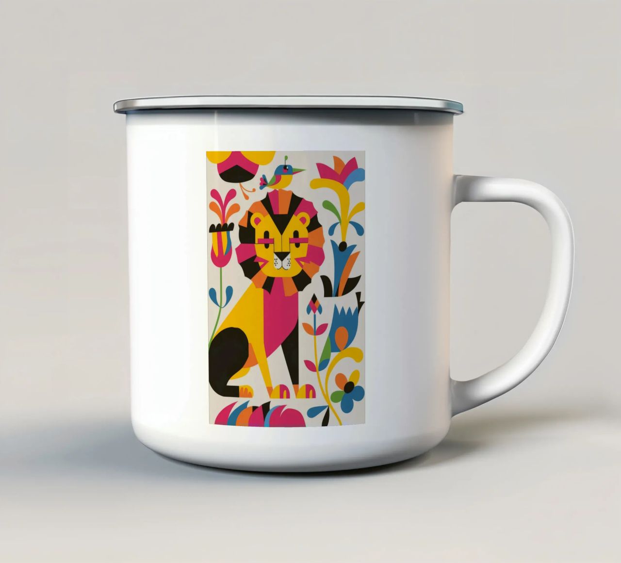 Gatto e fiori tazza in smalto da Seren Liodra
