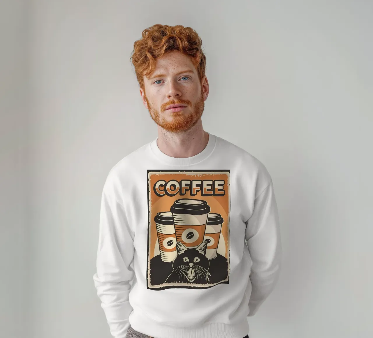 Café y Meme Cat sudadera de Monique A Hooper
