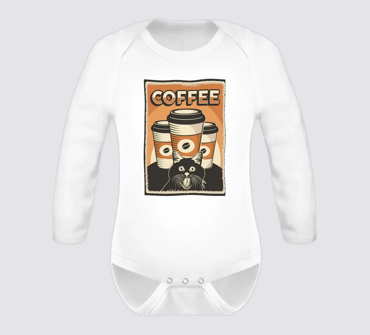 Kaffee und Meme Katze Langarm Babybody von Monique A Hooper