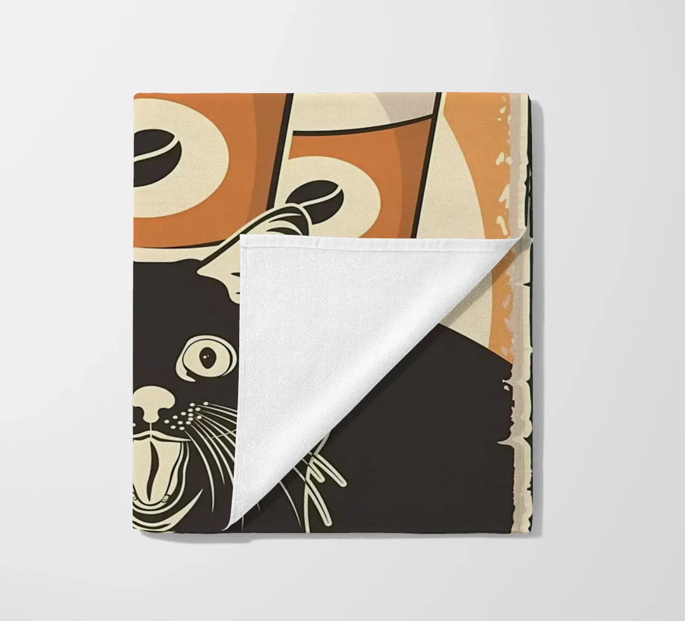 Koffie en Meme Kat strandhanddoek van Monique A Hooper