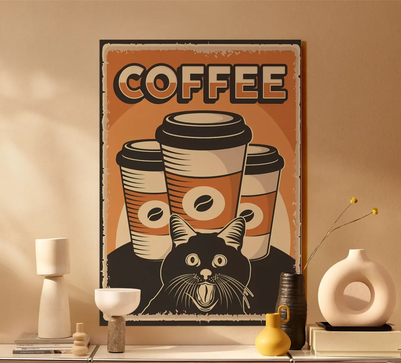 Coffee and Meme Cat acrylic glass by Monique A Hooper