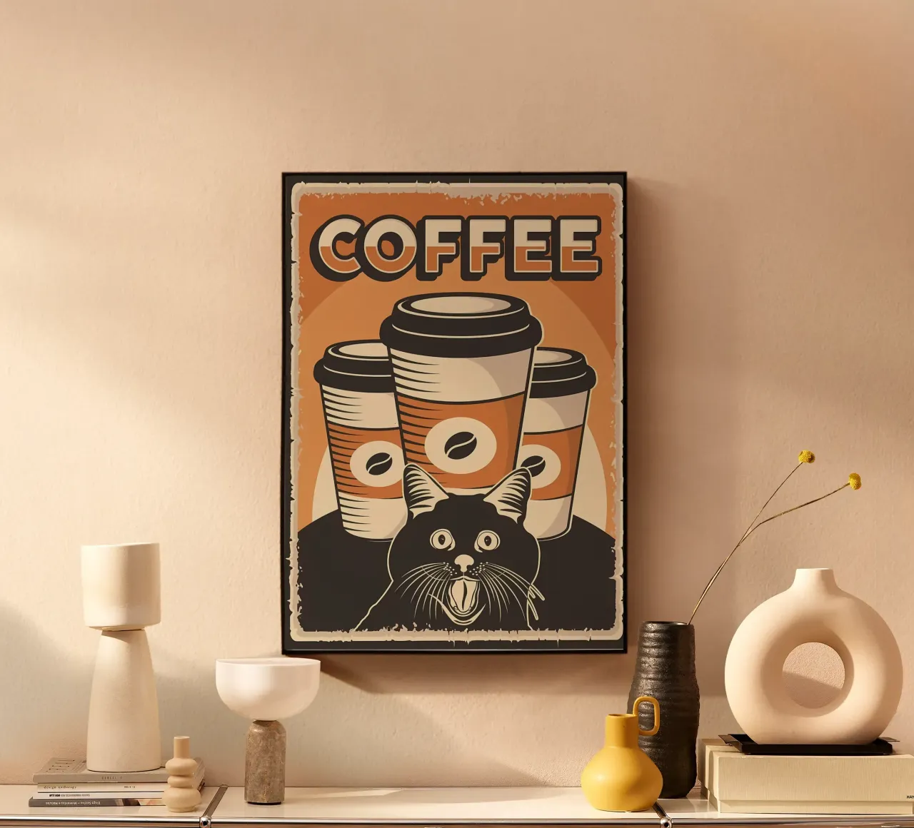 Coffee and Meme Cat forex plate by Monique A Hooper