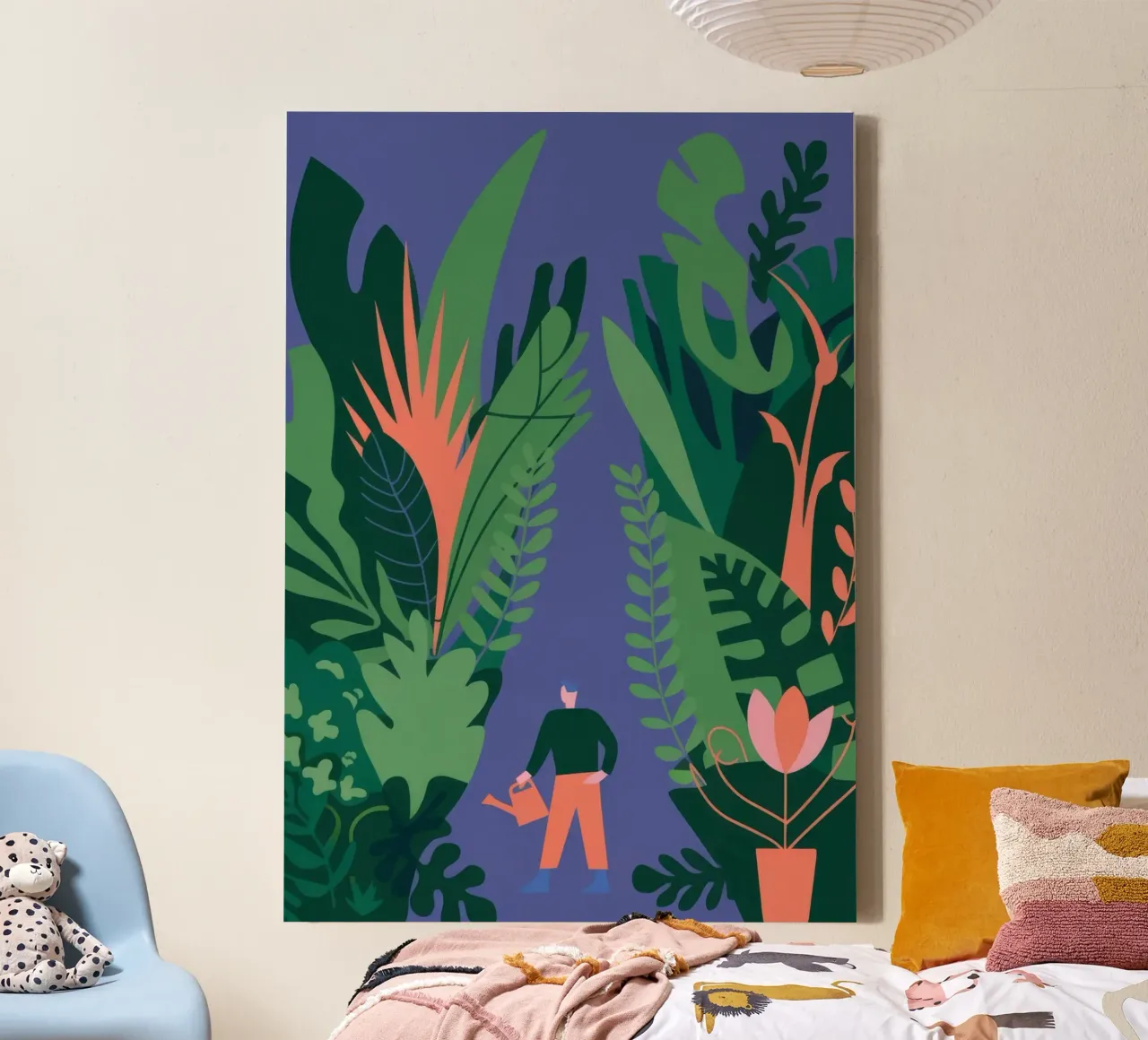 Jungle and Leopard canvas with Floater frame by Seren Liodra