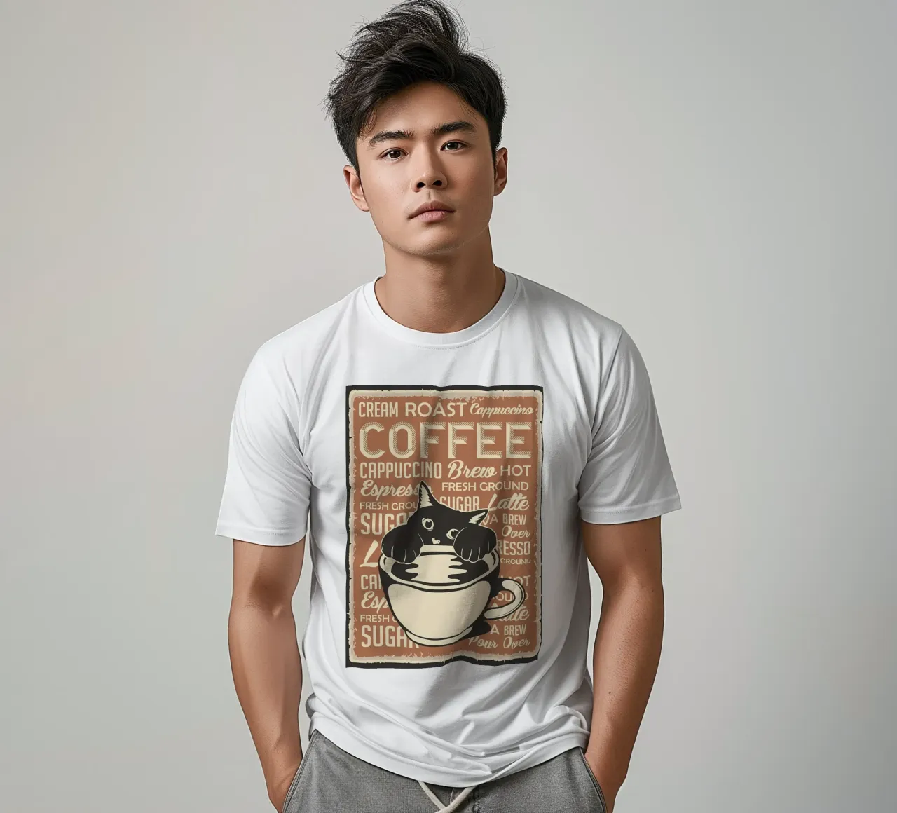 Gatto e caffè 4 t-shirt da Monique A Hooper