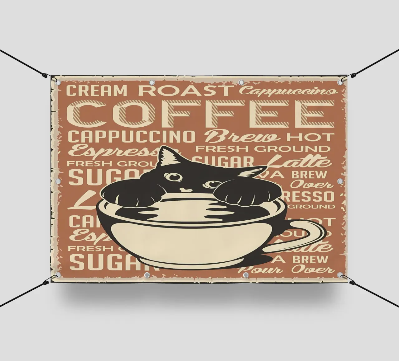 Gatto e caffè 4 telo in pvc da Monique A Hooper