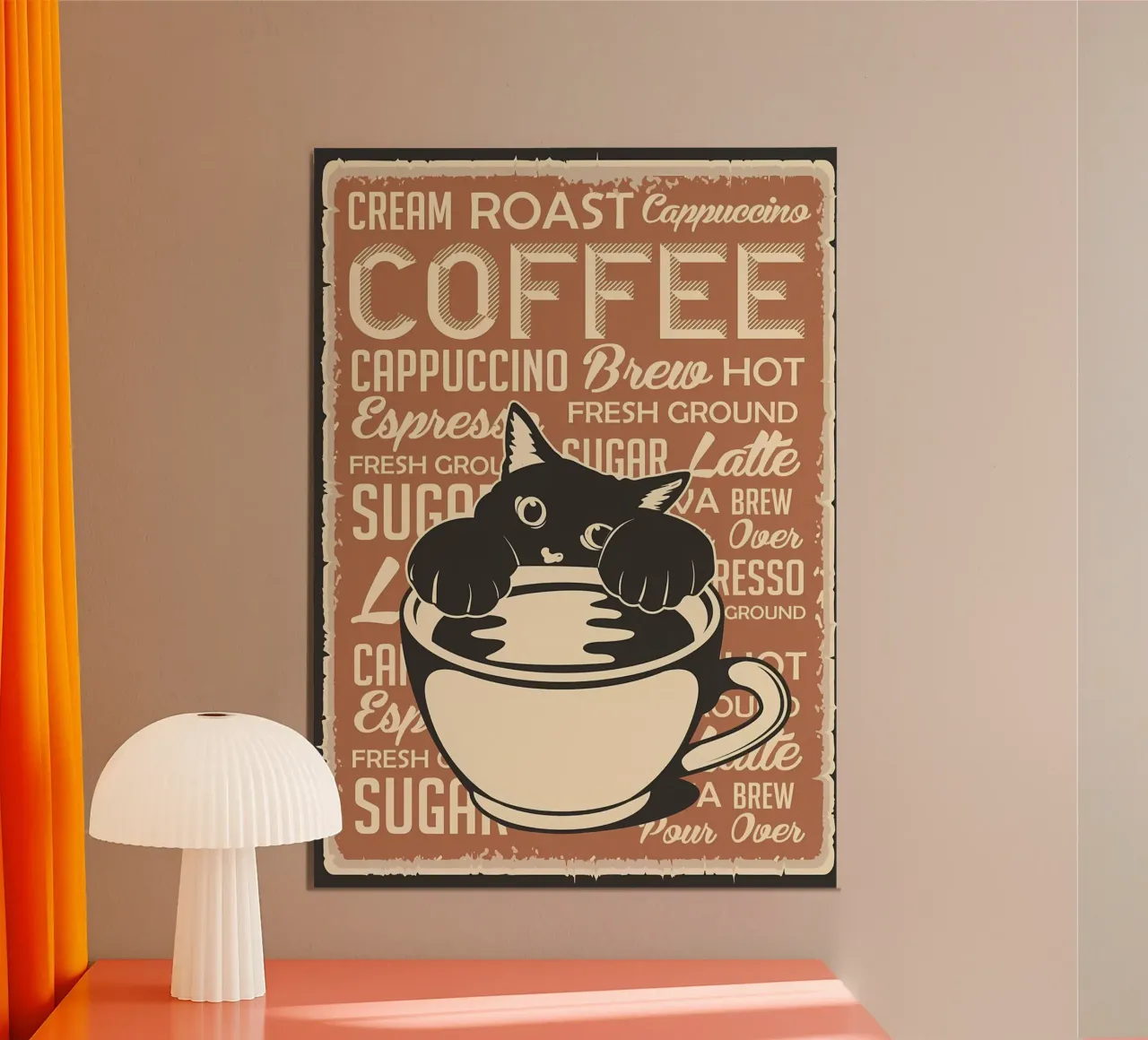 Gatto e caffè 4 alluminio dibond da Monique A Hooper