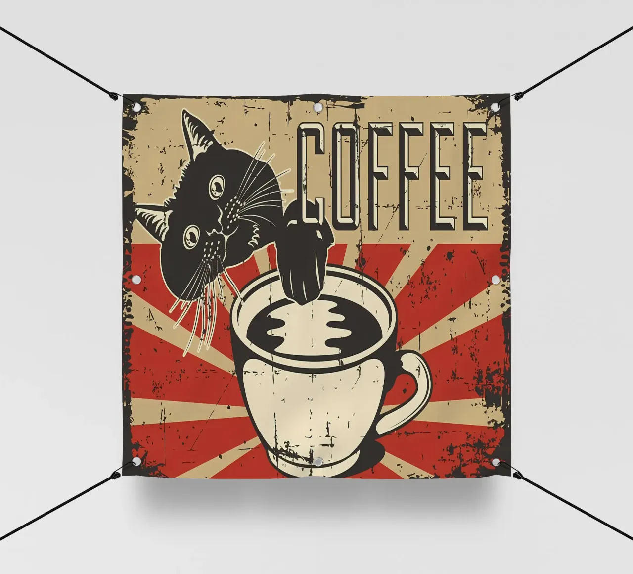 Gatto e caffè 6 telo in pvc da Monique A Hooper