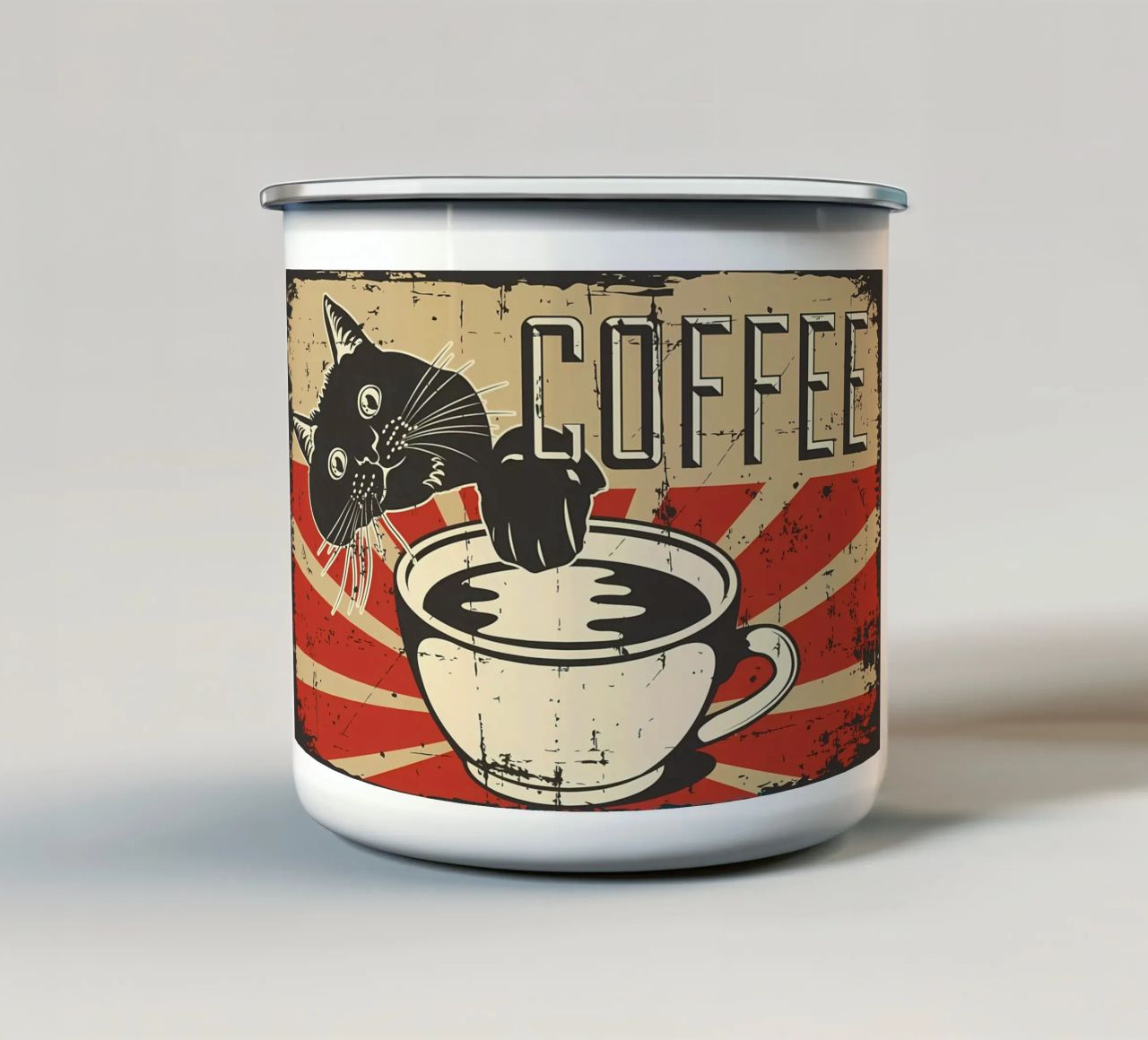 Gatto e caffè 6 tazza in smalto da Monique A Hooper