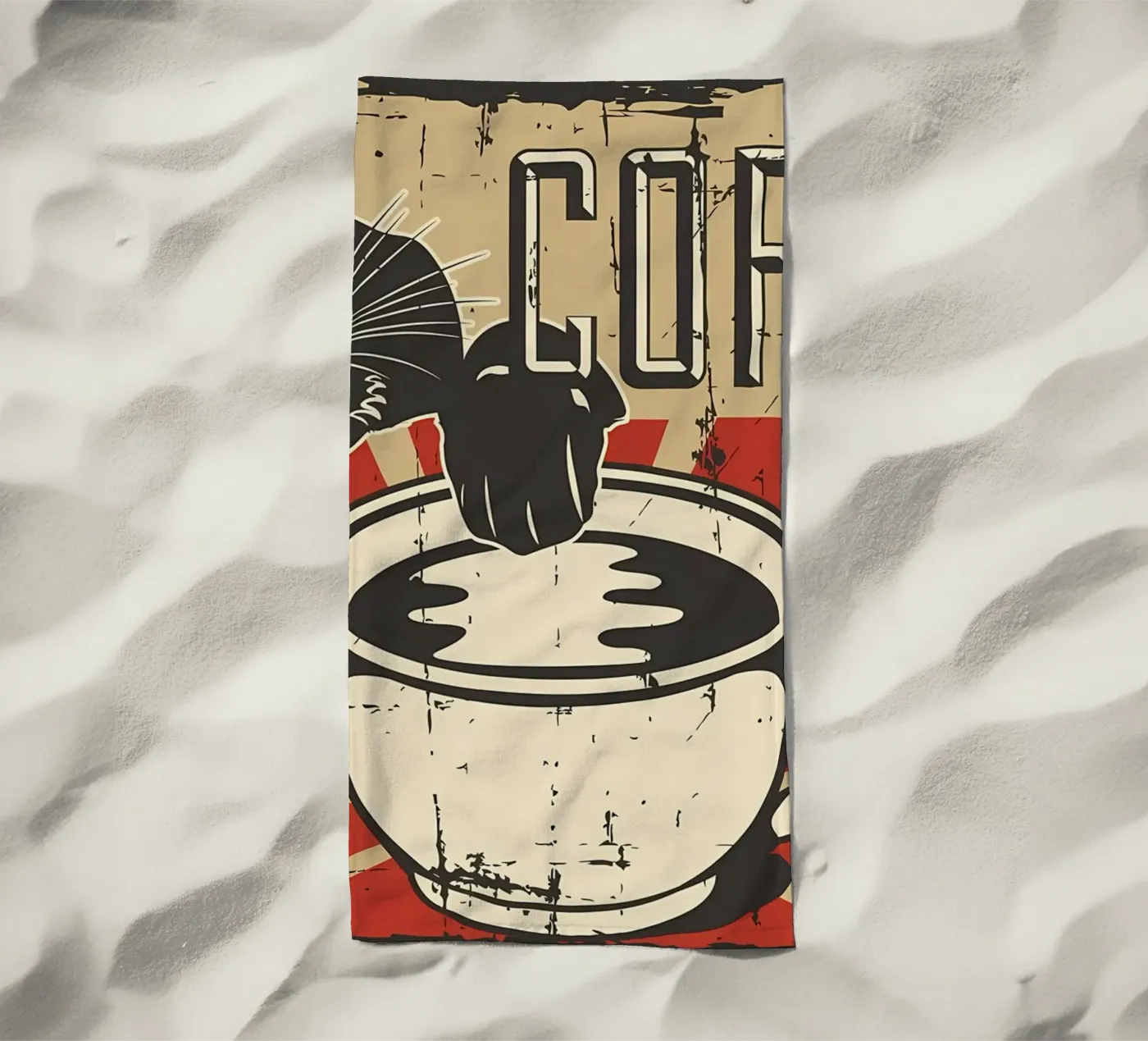 Gatto e caffè 6 telo mare da Monique A Hooper