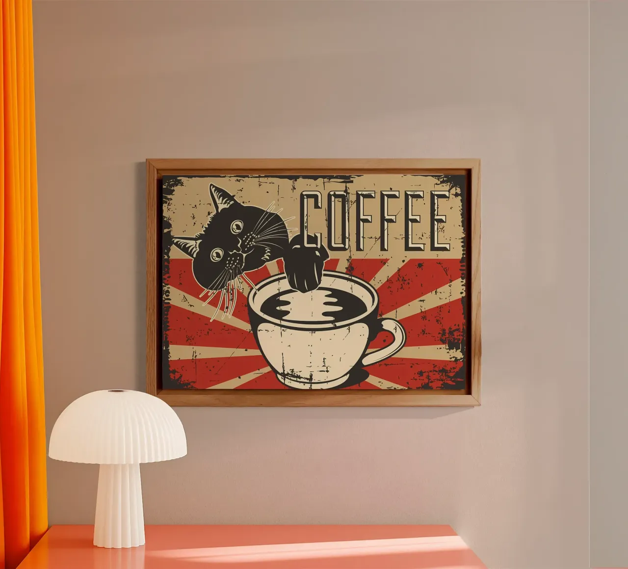 Chat et café 6 alu dibond de Monique A Hooper