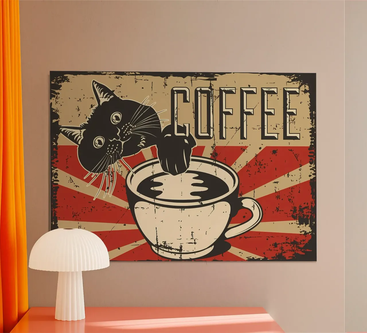 Gatto e caffè 6 poster con telaio in alluminio da Monique A Hooper