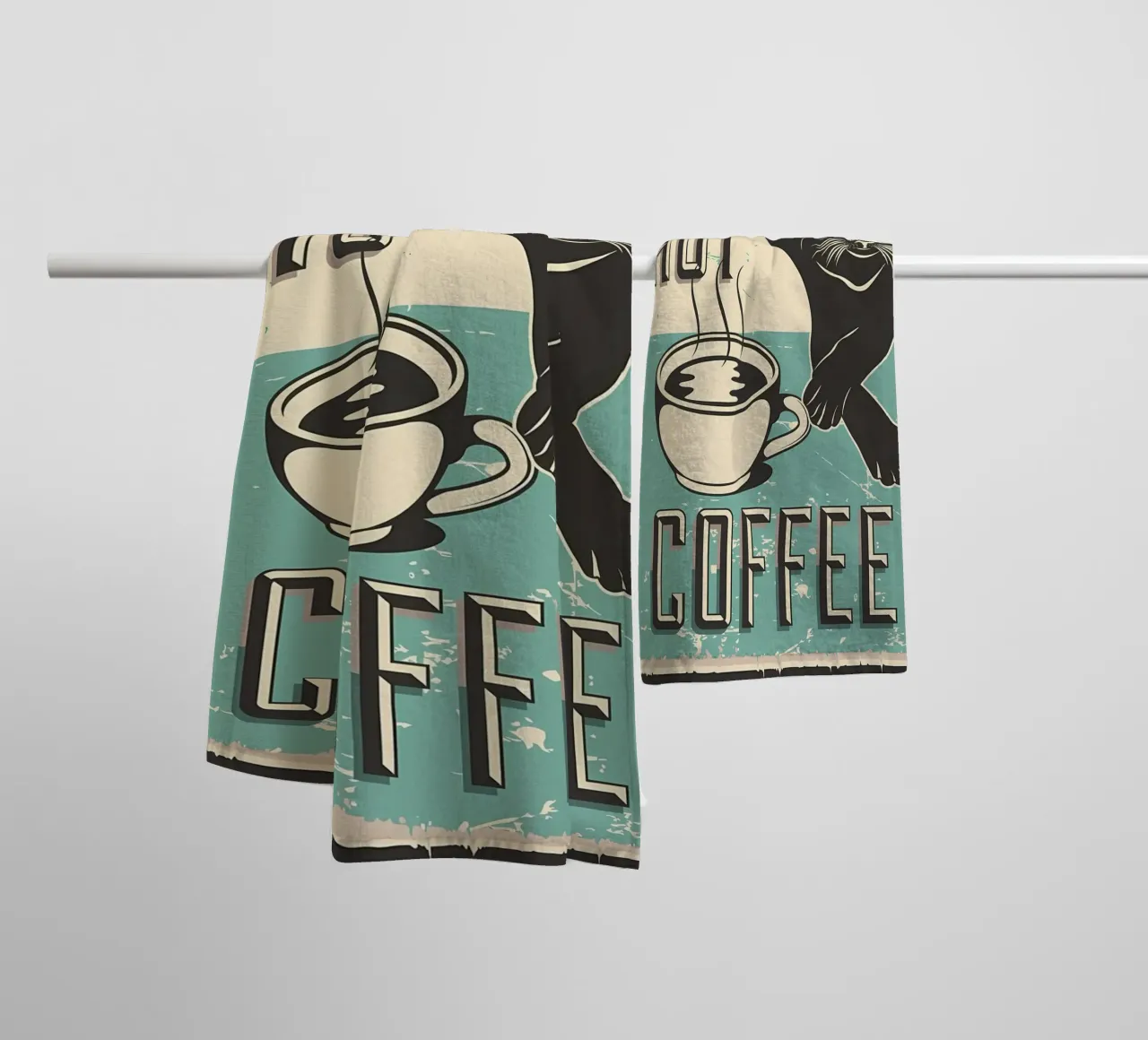 Gatto e caffè 7 asciugamano da bagno da Monique A Hooper