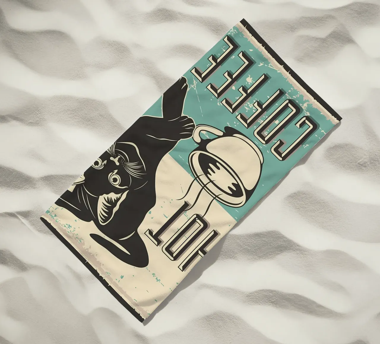 Gatto e caffè 7 telo mare da Monique A Hooper