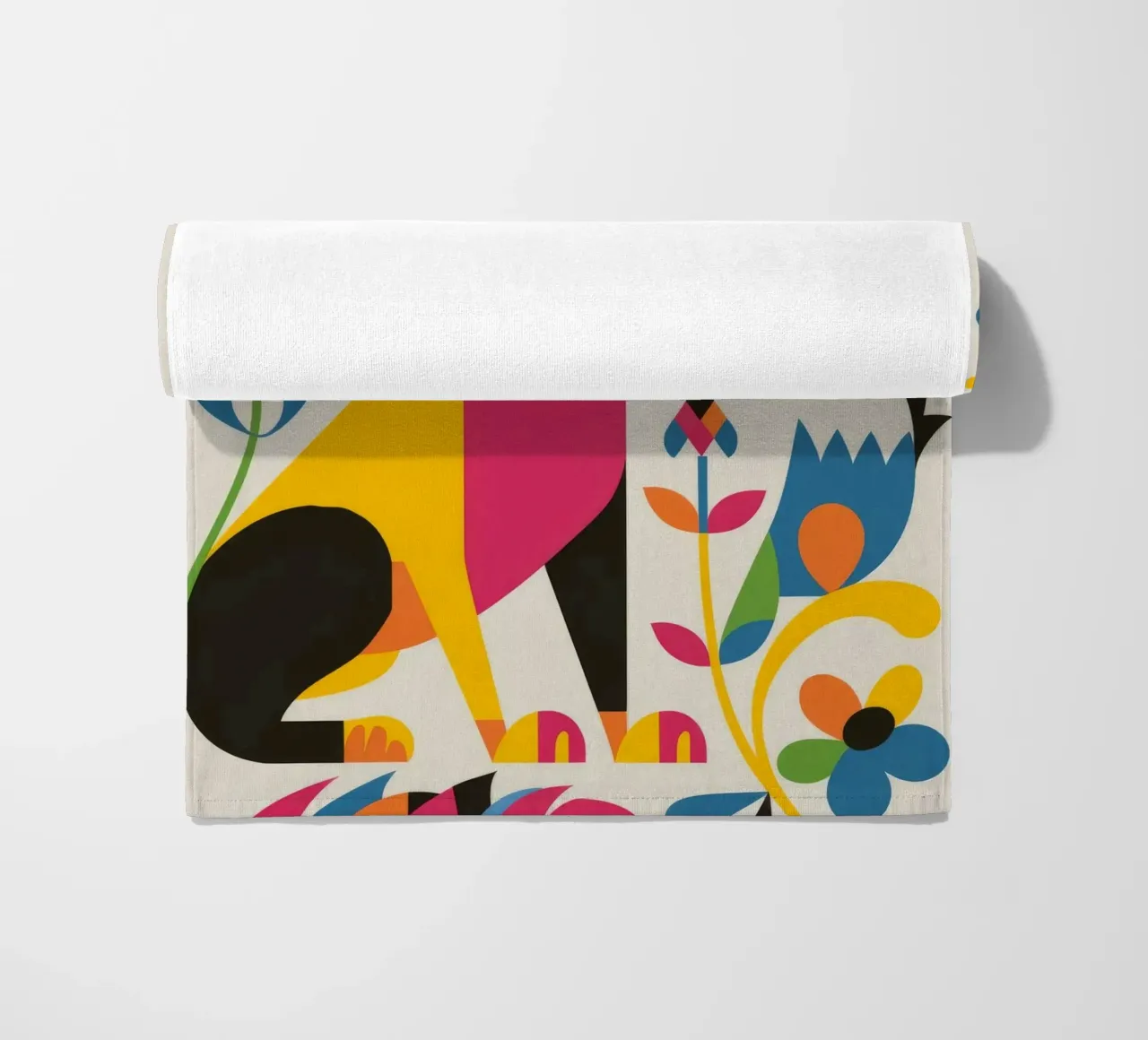 Gatto e fiori telo mare da Seren Liodra