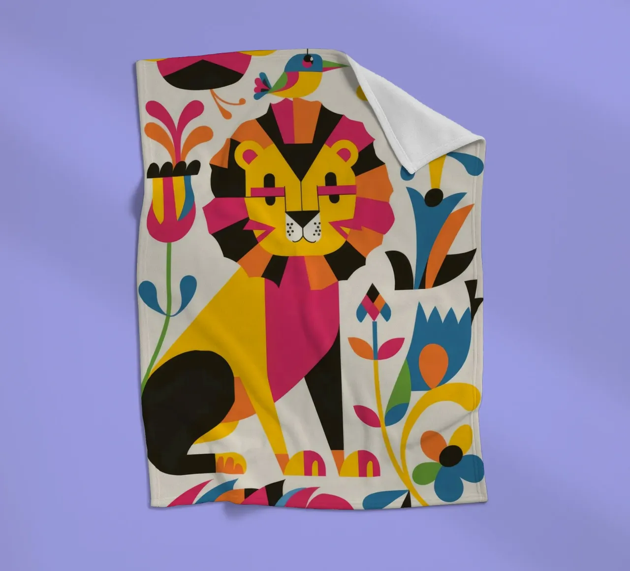 Gatto e fiori coperta in pile da Seren Liodra