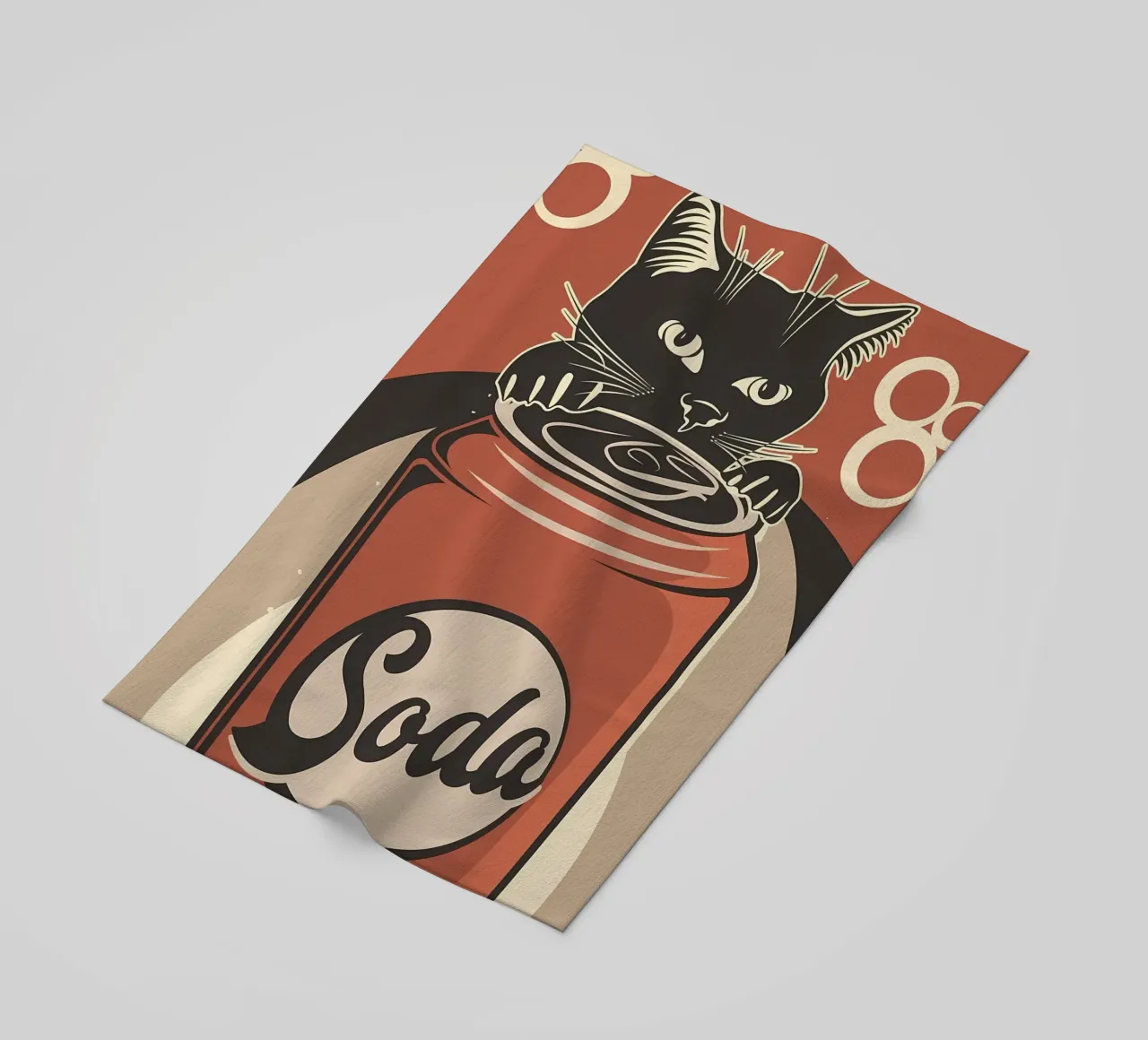 Cat and Soda cold drinks 2 beach towel by Monique A Hooper
