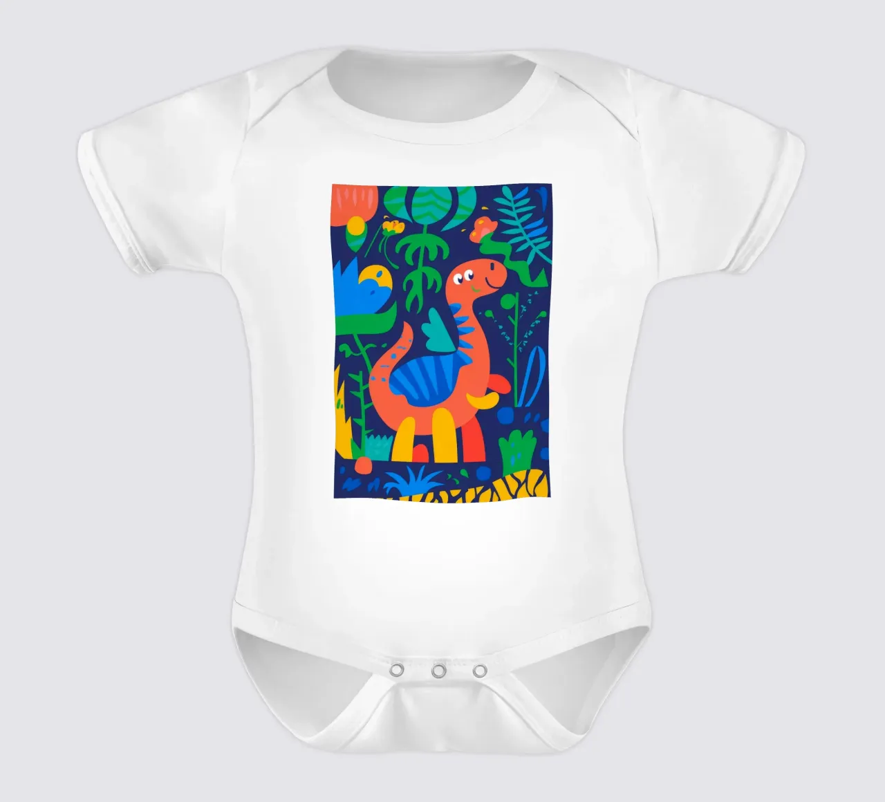 Dinosaur Jungle Scene Kurzarm Babybody von Seren Liodra