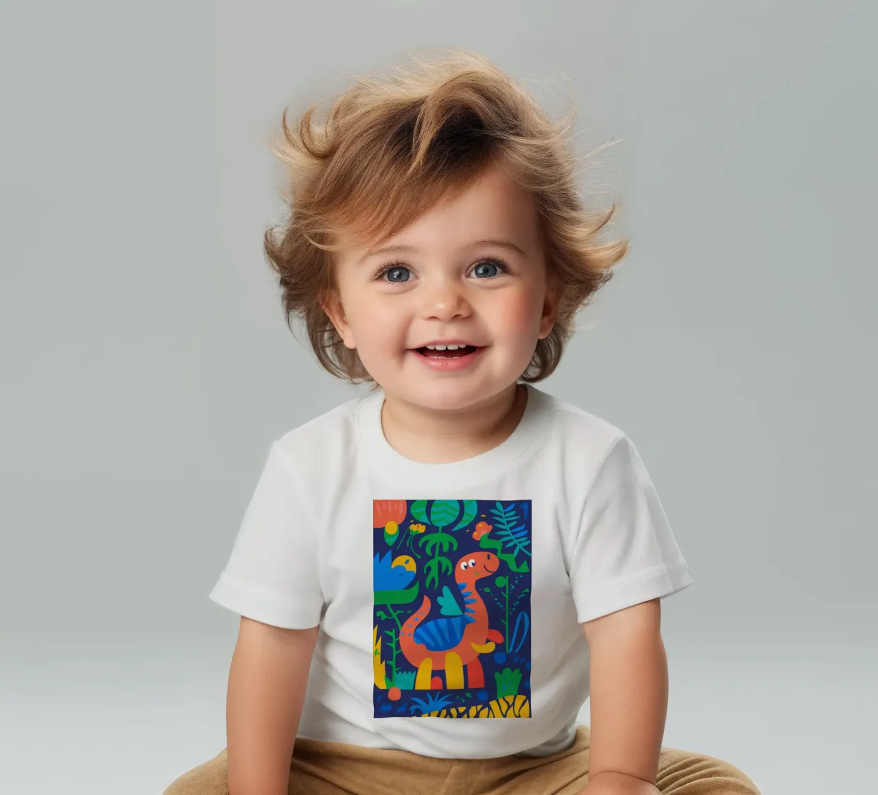 Dinosaur Jungle Scene baby t-shirt by Seren Liodra