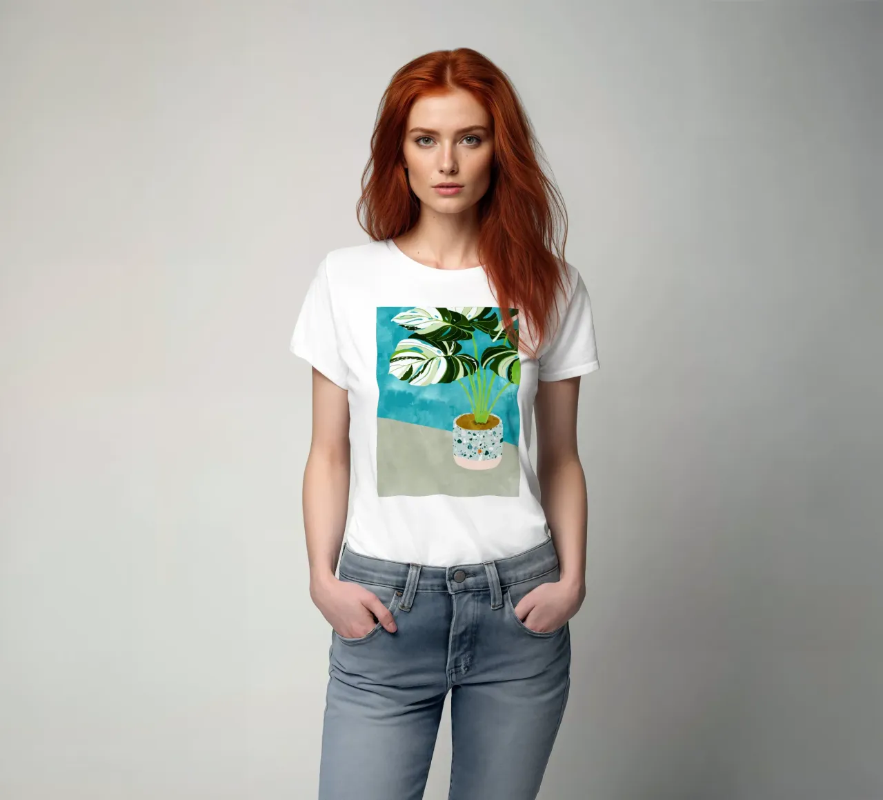 Variegated Monstera, Tropical Plant Botanical Watercolor t-shirt by 83oranges