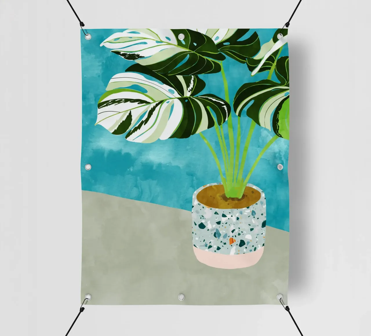 Monstera variegata, acquerello botanico di piante tropicali telo in pvc da 83oranges