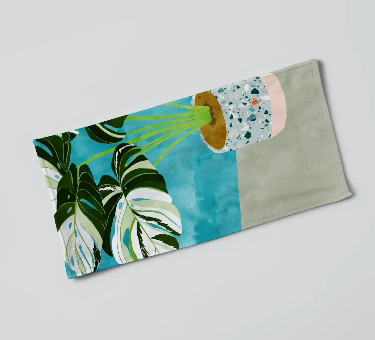 Monstera variegata, acquerello botanico di piante tropicali asciugamano da bagno da 83oranges