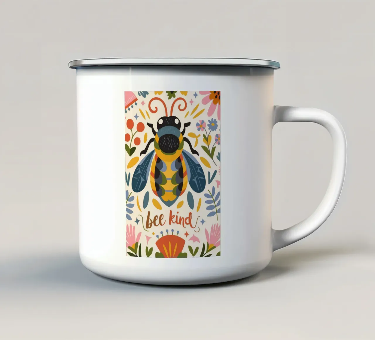 Messaggio gentile dell'ape tazza in smalto da Seren Liodra