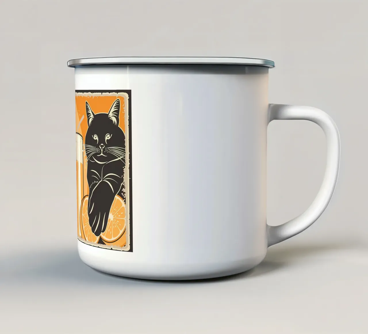 Gatto e succo di frutta divertenti 3 tazza in smalto da Monique A Hooper