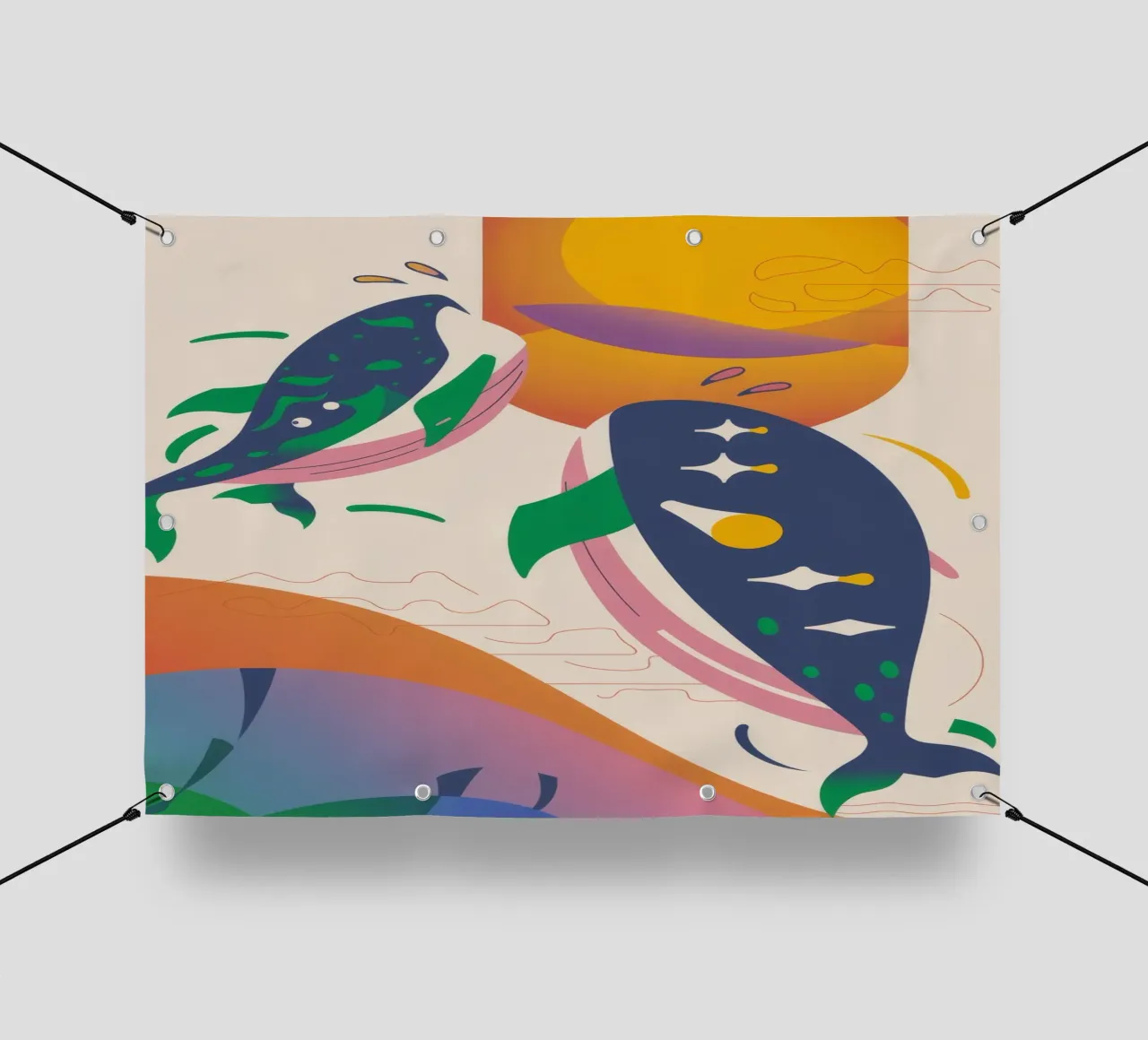 Whale and Birds pvc cover by Seren Liodra