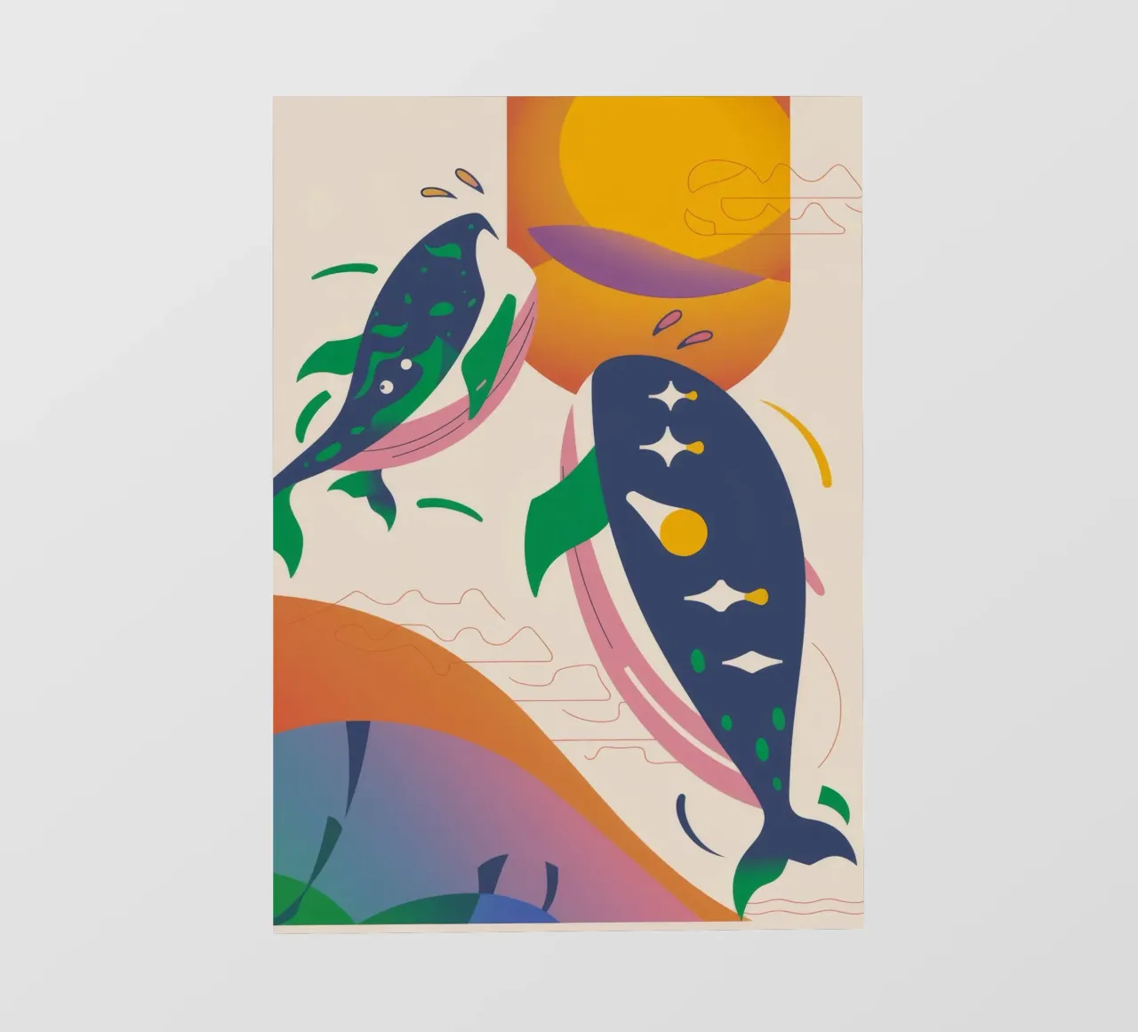 Whale and Birds pvc cover by Seren Liodra